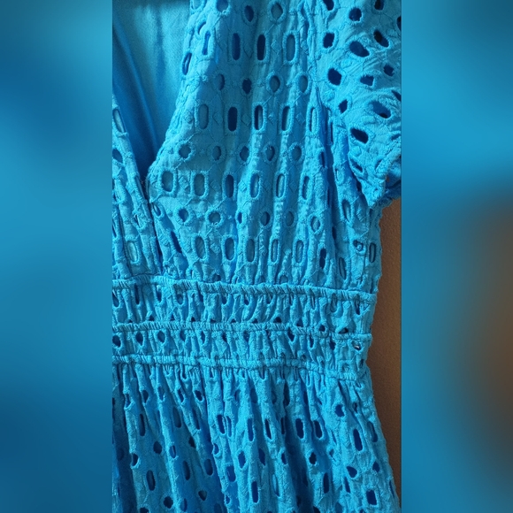 EUC Anthropologie Somerset Eyelet Maxi Dress Sky Blue Size XS - Picture 8 of 15